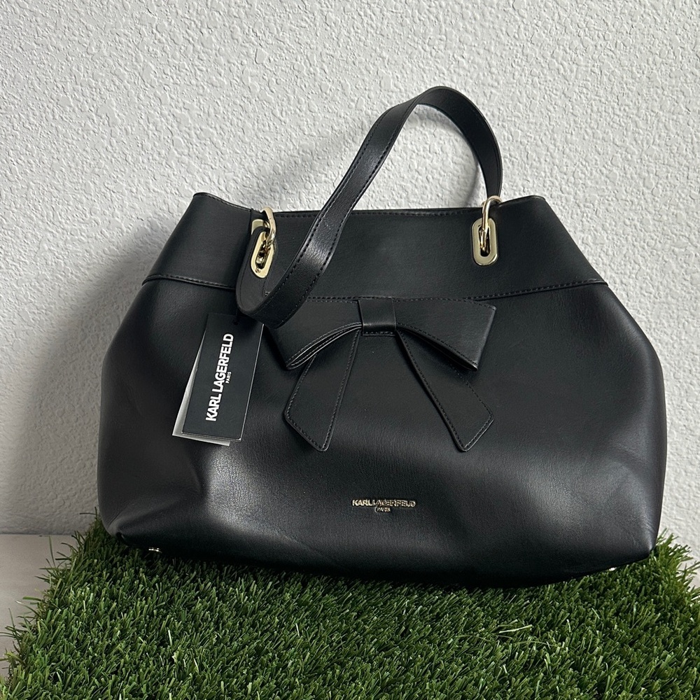 Karl Lagerfeld Black Satchel with Bow Detail